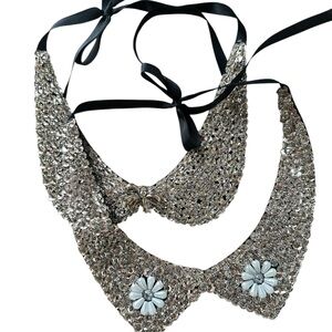 Elegant Silver Crystal Collar Necklace